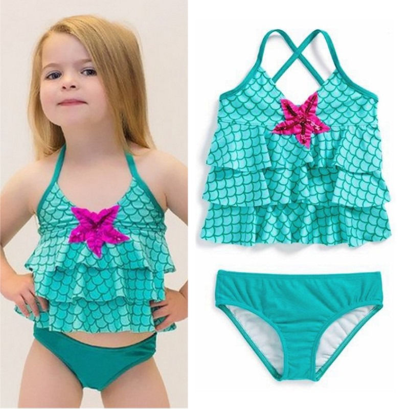 Hot 2-7Years Children Swimwear Girls Swimwear Baby Kids Biquini Infantil Sunny Swimsuit Bikini Girl 2017 New Summer Bathing Suit
