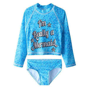 BAOHULU Cartoon Butterfly Girls Swimwear Summer 2018 UPF50+ Long Sleeve Swimming Suit for Girl Kids Swimsuit Beachwear Children