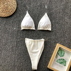 2019 New Sexy Swimsuit Bikini Swimsuit Woman Invisible Strap Swimsuit Woman Thong Bikini Set Orange White Swimwear Femme