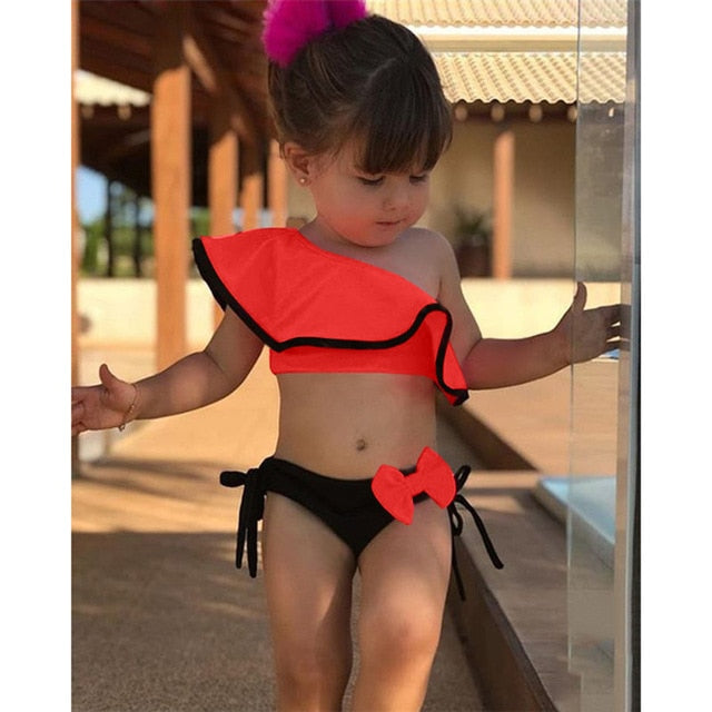Loozykit 2019 Baby Kids Girl Two Piece Swimsuit Summer Child Swimwear For Water Sports Bikini Swim Dress Beach Bathing Costume